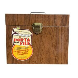 Vintage Ballonoff Porta File Wood Grain Metal Storage Keepsake Box Case No Key